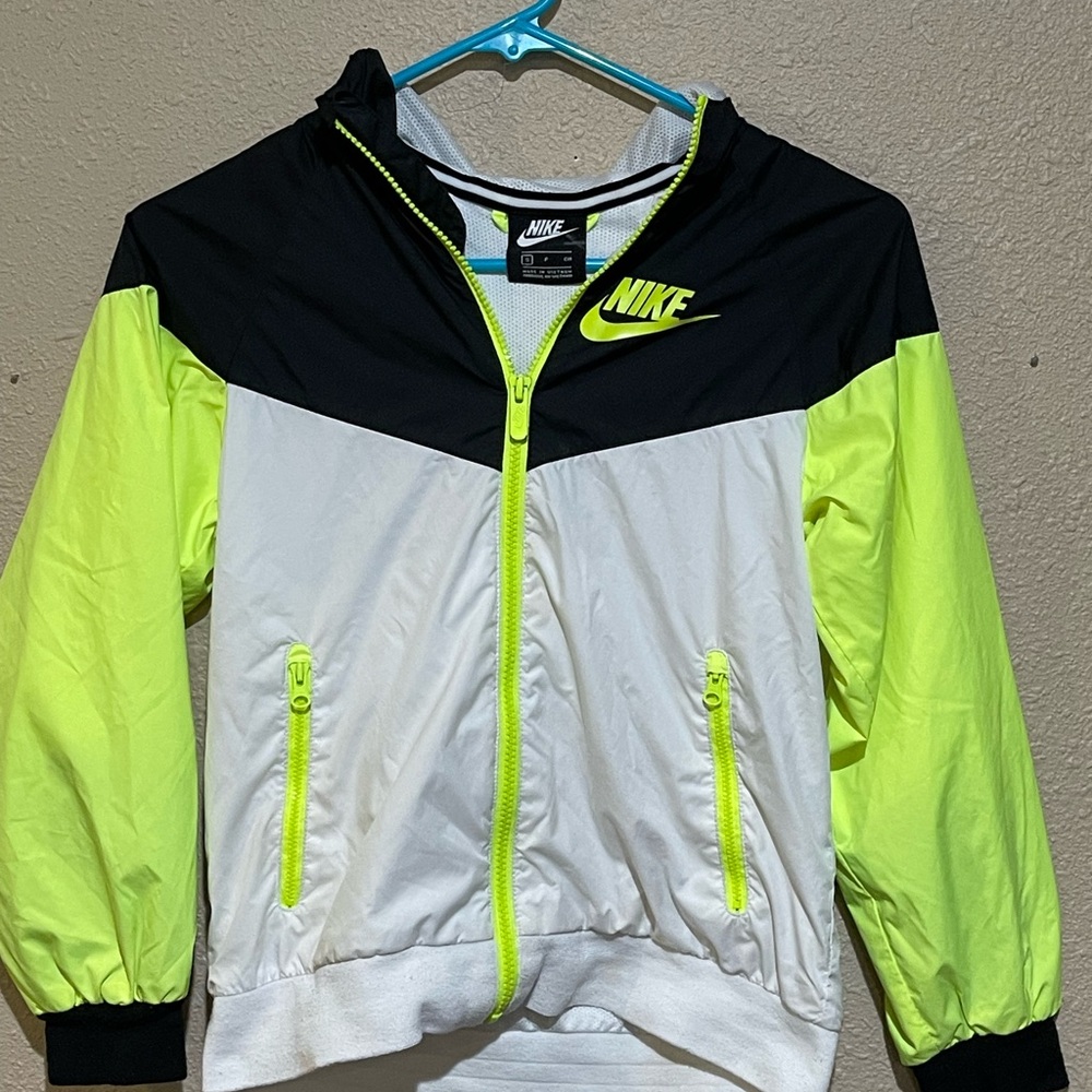 Nike Kids Raincoat - Black, White, Neon Yellow